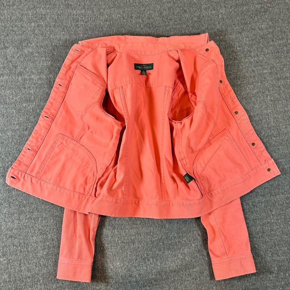 Vintage Ralph Lauren Jeans Co Coral Denim Blazer Jacket Womens S Distressed - Picture 2 of 10